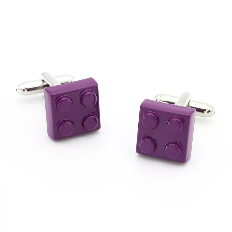 Men's Copper Toy Bricks Cuff Link in Purple