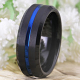 Men's Tungsten Carbide Wedding Ring Matte Rose Thin Line Ring