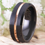 Men's Tungsten Carbide Wedding Ring Matte Rose Thin Line Ring