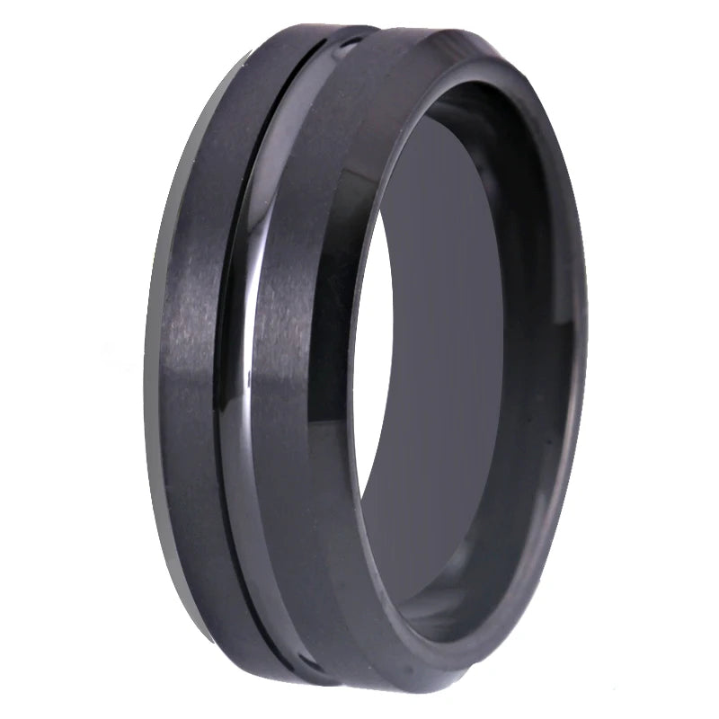 Men's Tungsten Carbide Wedding Ring Matte Rose Thin Line Ring