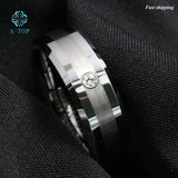 Men's Tungsten Carbide CZ Inlay Wedding Band Ring