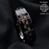 Men's Tungsten Ring with Carbon Fiber 8mm Red Wedding Band