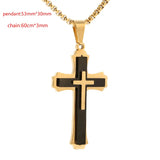 Men's Two-Tone Fancy Cross Necklace Box Chain in IP Stainless Steel