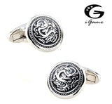 Men's Vintage Dragon Cuff Link Copper Material Silver
