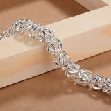 Men's Vintage Matte Bracelet Hand Woven Silver Jewelry