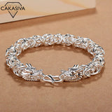 Men's Vintage Matte Bracelet Hand Woven Silver Jewelry