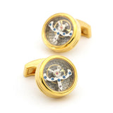 Men's Watch Movement Cuff Links Stainless Steel Rose Golden