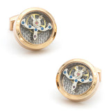 Men's Watch Movement Cuff Links Stainless Steel Rose Golden
