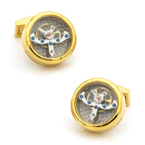 Men's Watch Movement Cuff Links Stainless Steel Rose Golden