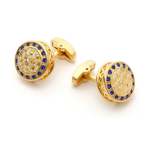 Men's Rhinestone Cufflinks Golden Business Formal Wear French Cuff Links