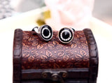 Men's Brass Round Crystal Stone Cufflinks