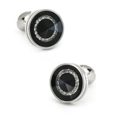 Men's Brass Round Crystal Stone Cufflinks