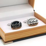 Men's Silver Ellipse Wedding Cuff Links Brother of the Bride Copper Cufflinks