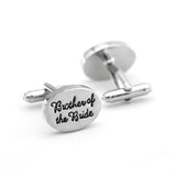 Men's Silver Ellipse Wedding Cuff Links Brother of the Bride Copper Cufflinks