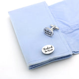 Men's Silver Ellipse Wedding Cuff Links Brother of the Bride Copper Cufflinks