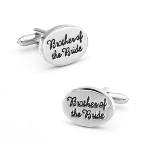 Men's Silver Ellipse Wedding Cuff Links Brother of the Bride Copper Cufflinks