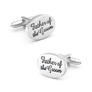 Men's Wedding Cuff Links Silver Ellipse Father of the Groom Copper Cufflinks