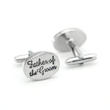 Men's Wedding Cuff Links Silver Ellipse Father of the Groom Copper Cufflinks