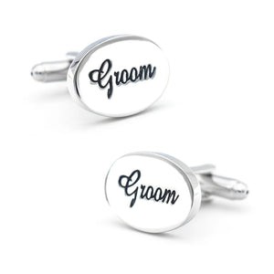Men's Wedding Cuff Links Silver Ellipse Father of the Groom Copper Cufflinks