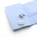 Men's Wedding Cuff Links Silver Ellipse Father of the Groom Copper Cufflinks