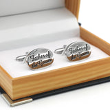 Men's Wedding Cuff Links Silver Ellipse Father of the Groom Copper Cufflinks