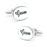 Men's Wedding Cuff Links Silver Ellipse Father of the Groom Copper Cufflinks