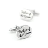 Men's Wedding Cuff Links Silver Ellipse Father of the Groom Copper Cufflinks