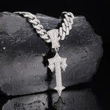 Men Women Ice Out Sword Necklaces 13mm Rhombus Cuban Chains HipHop Pendant
