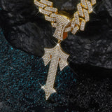 Men Women Ice Out Sword Necklaces 13mm Rhombus Cuban Chains HipHop Pendant
