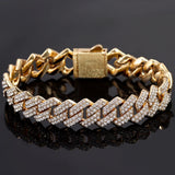 Rhinestone Paved Iced Out Cuban Chain Bracelet Bling Hip Hop Jewelry