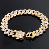 Rhinestone Paved Iced Out Cuban Chain Bracelet Bling Hip Hop Jewelry