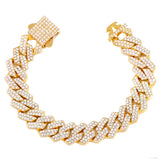 Rhinestone Paved Iced Out Cuban Chain Bracelet Bling Hip Hop Jewelry