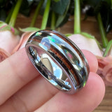 Tungsten Ring Abalone Shell And Koa Wood Inlay Men Women 8mm Wedding Band
