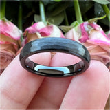 Hammered Tungsten Carbide Wedding Band Rings