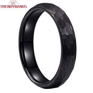 Hammered Tungsten Carbide Wedding Band Rings