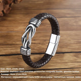 Hemp Rope Leather Bracelet Stainless Steel Magnetic Buckle