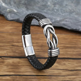 Hemp Rope Leather Bracelet Stainless Steel Magnetic Buckle