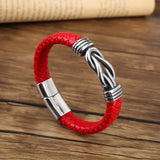 Hemp Rope Leather Bracelet Stainless Steel Magnetic Buckle