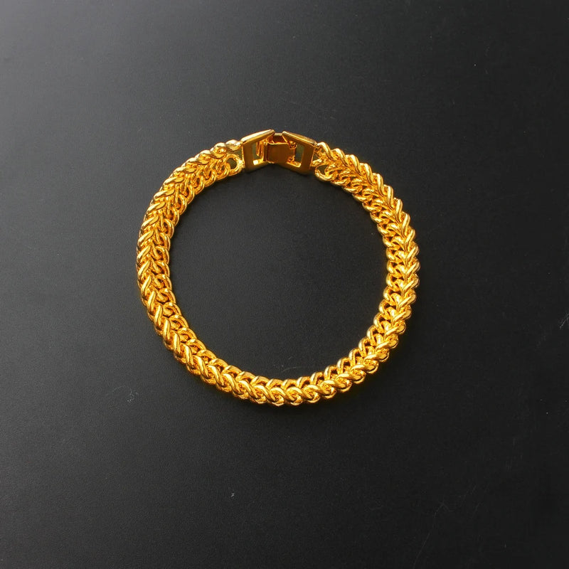 24k Gold Men's Bracelet Wedding Anniversary Jewelry