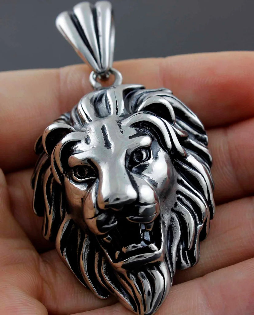 Men's Vintage Lion Head Stainless Steel Charm Pendant