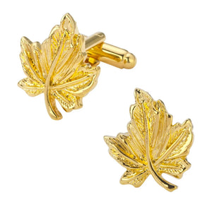 Men's Golden Maple Leaf Cufflinks French Shirt Sleeve Cuff Links