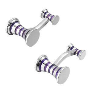 Copper Cufflinks with Silvery Stripes for French Shirt