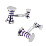 Copper Cufflinks with Silvery Stripes for French Shirt