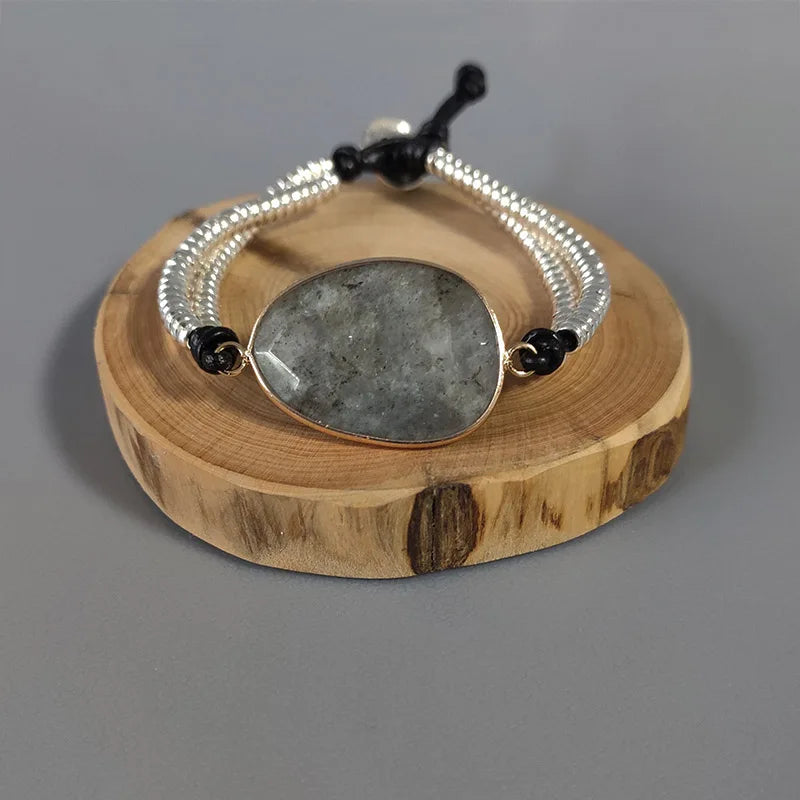 Men's Stone Bracelet Leather Rope Bangle Accessory