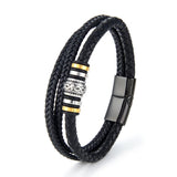 Men's Stainless Steel Leather Bracelet Multi-Layer Woven Rope Titanium Steel