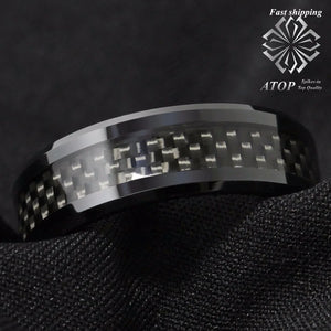 Men's Tungsten Carbon Fiber Ring 8mm Wedding Band