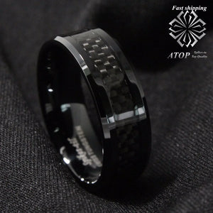 Men's Tungsten Carbon Fiber Ring 8mm Wedding Band