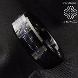 Men's Tungsten Ring with Carbon Fiber 8mm