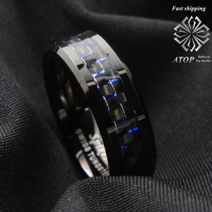 Men's Tungsten Ring with Carbon Fiber 8mm