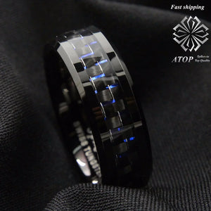 Men's Tungsten Ring with Carbon Fiber 8mm